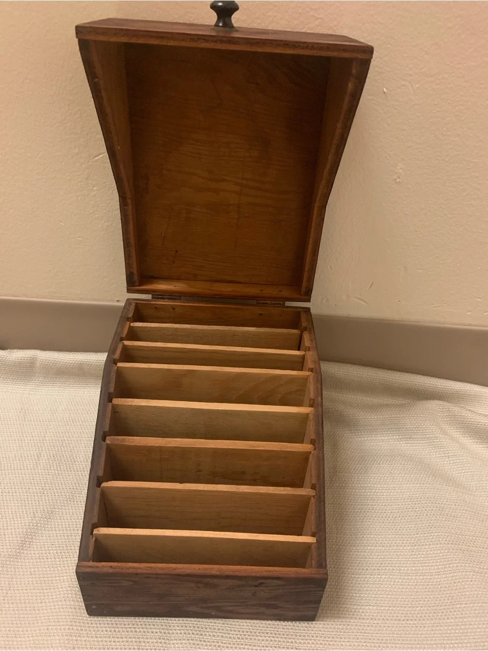 Antique Wooden Recipe/Letter Organizer Box Primitive Folk Art 8 Slots Farmhouse
